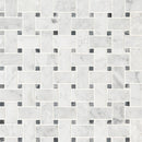 Carrara white basketweave pattern 12X12 honed marble mesh mounted mosaic tile SMOT-CAR-BWH product shot multiple tiles close up view