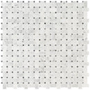 Carrara white basketweave pattern 12X12 honed marble mesh mounted mosaic tile SMOT-CAR-BWH product shot multiple tiles top view