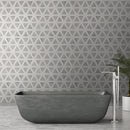 Carrara white faceted 12X9.26 polished marble mesh-mounted mosaic tile SMOT-CAR-FACEP product shot bathroom closeup wall view