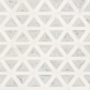 Carrara white faceted 12X9.26 polished marble mesh-mounted mosaic tile SMOT-CAR-FACEP product shot multiple tiles wall view
