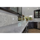 Carrara white herringbone honed 12X12 marble mesh mounted mosaic tile SMOT-CAR-1X2HBH product shot kitchen view