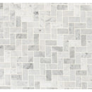 Carrara white herringbone honed 12X12 marble mesh mounted mosaic tile SMOT-CAR-1X2HBH product shot multiple tiles angle view