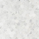 Carrara white hexagon 11.75X12 honed marble mesh mounted mosaic tile SMOT-CAR-2HEXH product shot multiple tiles close up view