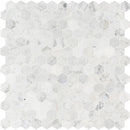 Carrara white hexagon 11.75X12 honed marble mesh mounted mosaic tile SMOT-CAR-2HEXH product shot multiple tiles top view