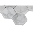 Carrara white hexagon 12X12 polished marble mesh mounted mosaic floor and wall tile SMOT-CAR-2HEXP product shot profile view