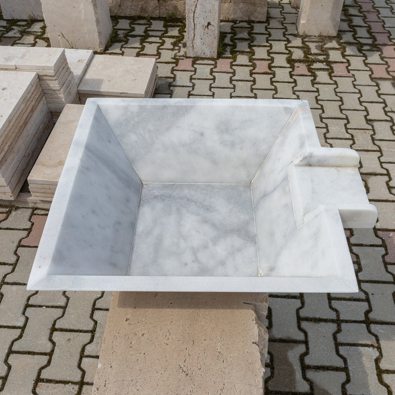 Carrara white marble Natural Stone Pool Cascade Water Bowl angle