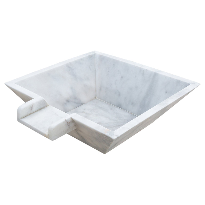 Carrara white marble Natural Stone Pool Cascade Water Bowl top view