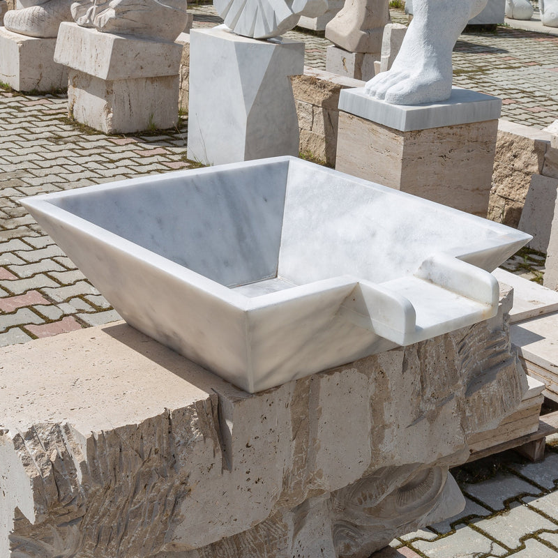 Carrara white marble Natural Stone Pool Cascade Water Bowl angle