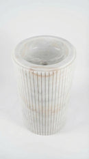 Cararra White Marble Designer Pedestal Stand-Alone Fluted Sink (W)18" (L)18" (H)33"