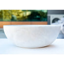 Carrara White Natural Stone Marble Above Vanity Bathroom Vessel Sink (D)16" (H)6" side view