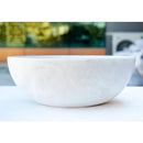 Carrara White Marble Round Vessel Bathroom Sink 16 Inch Polished