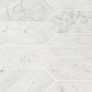 Carrara white picket 10.63X12 polished marble mesh-mounted mosaic tile SMOT-CAR-PK3X12H product shot one tile closeup top view