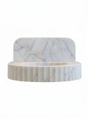 Custom Carrara White Marble Wall Mount Bathroom Sink With Fluted Front Design