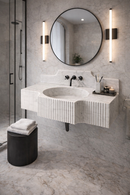Carrara White Marble Wall-mount Bathroom Sink with 10" Backsplash (W)18" (L)48" (H)10"