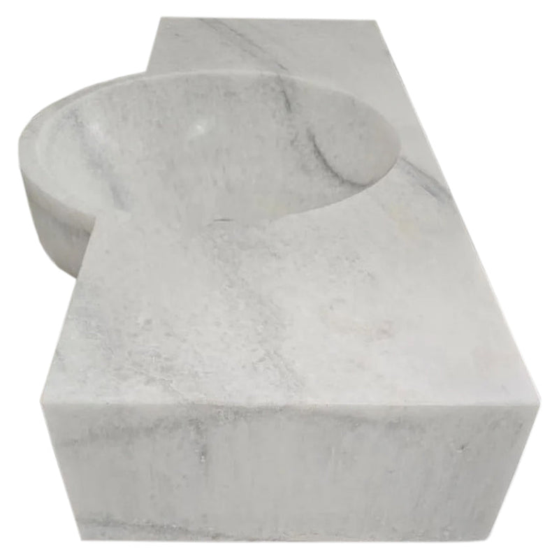 Carrara White Marble Above-vanity Wall-mount Bathroom Sink (W)16" (L)28" (H) 5" side view