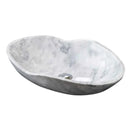 Carrara White Marble Wavy Designer Above Vanity Bathroom Sink (L)24" (W)14" (H)6" angle view