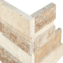 Casa blend 3d honed ledger corner 6"x18" natural travertine wall tile LPNLTCASBLE618COR-3DH product shot corner tile closeup view