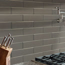 Champagne bevel subway 4x12 textured wall glass tile SMOT-GL-T-CHBE412 product shot kitchen view 2