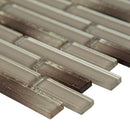Champagne blend interlocking 11.75X12 glass mesh mounted mosaic tile SMOT-GLSIL-CHABLE6MM product shot profile view