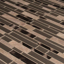 Champagne toast interlocking 12X12 glass metal stone mesh mounted mosaic tile SMOT-SGLSMTIL-CHATST4MM product shot multiple tiles angle view
