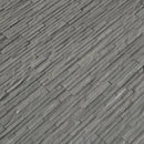 Charcoal pencil splitface ledger corner 6X18 slate wall tile LPNLSCHA618COR PEN product shot multiple tiles angle view