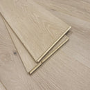 Engineered Hardwood European Oak 9.5" Wide, 86.5" RL, 5/8" Thick Wirebrushed Sonder Chateau Fawn - Mazzia Collection plank view