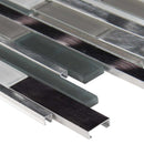 Cityscape interlocking 12X12 glass and metal mesh mounted mosaic wall tile SMOT-GLSMTIL-CS8MM product shot profile view