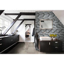 Cityscape interlocking 12X12 glass and metal mesh mounted mosaic wall tile SMOT-GLSMTIL-CS8MM product shot wall view