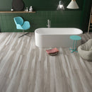 SPC Vinyl Rigid Core 7" Width 60" RL, 6mm Thick, 1.5mm IXPE Classic Mink Fidelis Floors - Mazzia Collection Product shoot Bathroom view 2