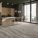 SPC Vinyl Rigid Core 7" Width 60" RL, 6mm Thick, 1.5mm IXPE Classic Mink Fidelis Floors - Mazzia Collection Product shoot Kitchen view