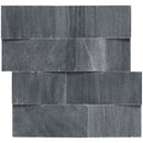 Cosmic black 3d wave ledger panel 6"x24" honed marble wall tile LPNLMCOSBLK624-3DW product shot top view 4