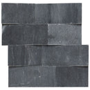Cosmic black 3d wave ledger panel 6"x24" honed marble wall tile LPNLMCOSBLK624-3DW product shot top view 6