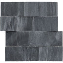 Cosmic black 3d wave ledger panel 6"x24" honed marble wall tile LPNLMCOSBLK624-3DW product shot top view 7