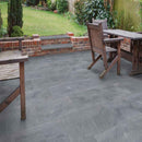 Cosmic black paver 16x24 sand blast marble paver LPAVMCOSBLK1624SB product shot outdoor view