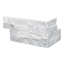 Cosmic gray ledger corner 6"x18" splitface marble wall tile LPNLMCOSGRY618COR product shot top view
