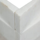 Cosmic white 3d corner wave panel 6"x18" honed marble wall tile LPNLMCOSWHI618COR-3DW product shot profile view