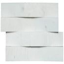 Cosmic white 3d wave ledger panel 6" x 24" honed marble wall tile LPNLMCOSWHI624-3DW product shot top view 6