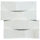 Cosmic white 3d wave ledger panel 6" x 24" honed marble wall tile LPNLMCOSWHI624-3DW product shot top view 7