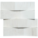 Cosmic white 3d wave ledger panel 6" x 24" honed marble wall tile LPNLMCOSWHI624-3DW product shot top view 8