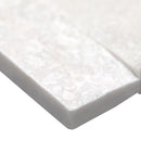 Cosmic white ledger panel 6"x24" splitface marble wall tile LPNLMCOSWHI624 product shot profile view