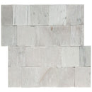 Cosmic white ledger panel 6"x24" splitface marble wall tile LPNLMCOSWHI624 product shot top view 4