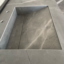 HANDCRAFTED ARMANI GREY HIGH ENGINEERED PORCELAIN DOUBLE SINK (ES-096)