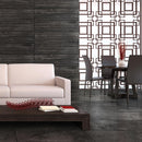 Crete weathered black linear textured porcelain floor and wall tile rigato 18x36 liberty us collection LUSIRS1836131 product shot room view