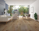 SPC Vinyl Rigid Core 7" Width 60" RL, 7mm Thick, 1.5mm IXPE Crowned Hazel, Meraki Floors - Mazzia Collection living room view 2