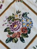 Handmade Needlepoint Floral Wool Rug – 9' 7" x 13' 5" – Vintage European Tapestry Style