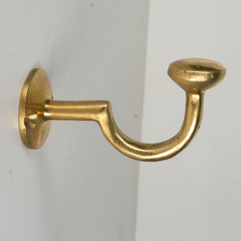 Set of Handcrafted Unlacquered Brass Coat Hooks