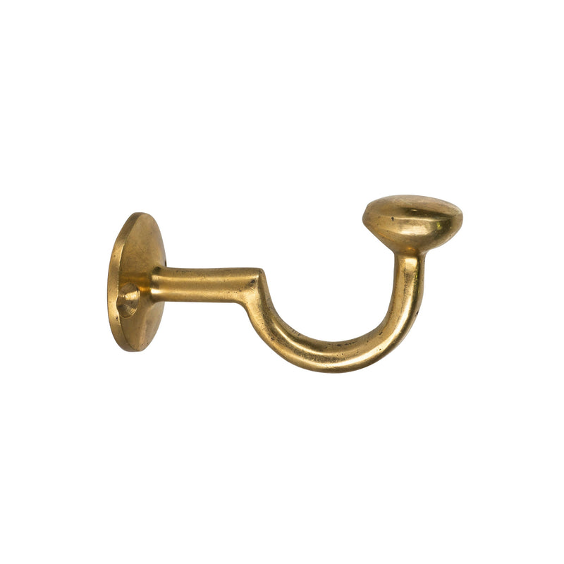 Set of Handcrafted Unlacquered Brass Coat Hooks