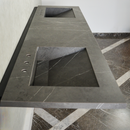 HANDCRAFTED PIETRA GREY HIGH ENGINEERED PORCELAIN DOUBLE SINK (ES-095)
