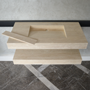 HANDCRAFTED CUSTOM TRAVERTINE SINK AND MATCHING SHELF (TR-095)