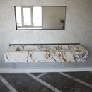 HANDCRAFTED CALACATTA VIOLA LOOK MATERIA CORCHIA GOLD ENGINEERED PORCELAIN DOUBLE SINK (ES-120)